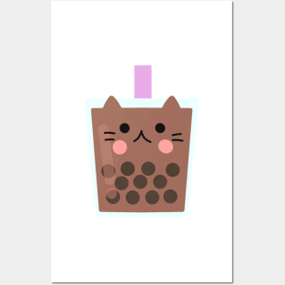 Cat boba tea Posters and Art